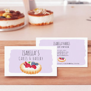 Niedliches Aquarellkuchen-Backheft lila Visitenkarte