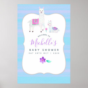 Niedliches Aquarelllama Kinderdusche Begrüßung Poster