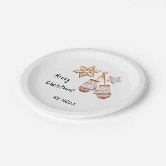 Niedliches Aquarellland Rustikale Illustrationen Pappteller (Schrägansicht)