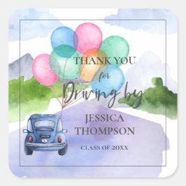 Niedliches Aquarelllaufwerk nach Klasse 2023 Absch Quadratischer Aufkleber