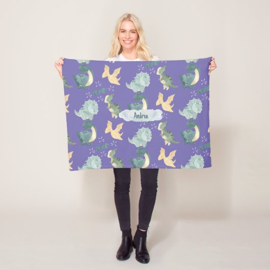 Niedliches Aquarelllicht Lila Dinosaurier Fleecedecke (Beispiel)