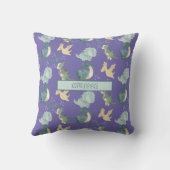 Niedliches Aquarelllicht Lila Dinosaurier-Muster Kissen (Rückseite)