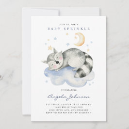 Niedliches Aquarellschläfchen Raccoon Baby Sprinkl Einladung