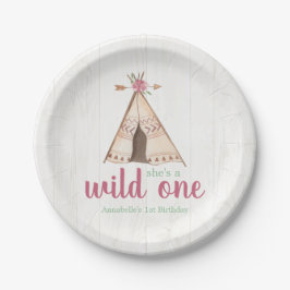 Niedliches Aquarellteepee Boho 1. Geburtstag Pappteller