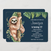 Niedliches Aquarellwasser & tropische Blätter Gebu Einladung (Vorne/Hinten)