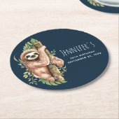 Niedliches Aquarellwasser & tropische Blätter Gebu Runder Pappuntersetzer (Angewinkelt)