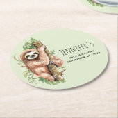 Niedliches Aquarellwasser & tropische Blätter Gebu Runder Pappuntersetzer (Angewinkelt)