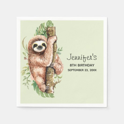 Niedliches Aquarellwasser & tropische Blätter Gebu Serviette (Vorderseite)