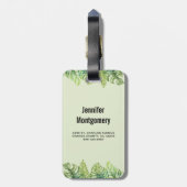 Niedliches Aquarellwasser und tropische Blätter Gepäckanhänger (Rückseite vertikal)