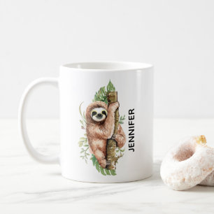 Niedliches Aquarellwasser und tropische Blätter Kaffeetasse