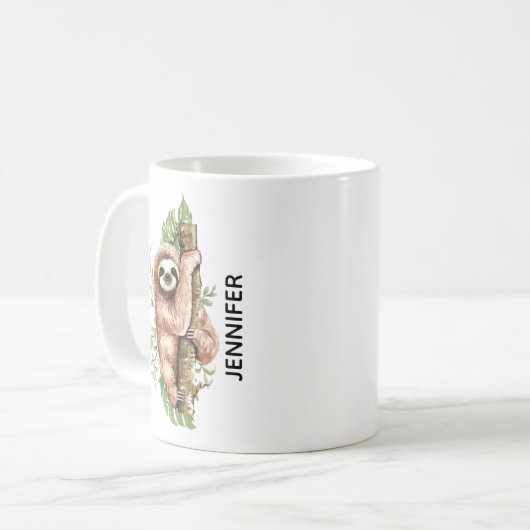 Niedliches Aquarellwasser und tropische Blätter Kaffeetasse (Vorderseite Links)