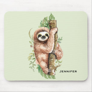 Niedliches Aquarellwasser und tropische Blätter Mousepad