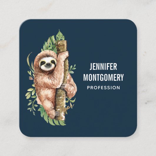 Niedliches Aquarellwasser und tropische Blätter Quadratische Visitenkarte (Vorderseite)