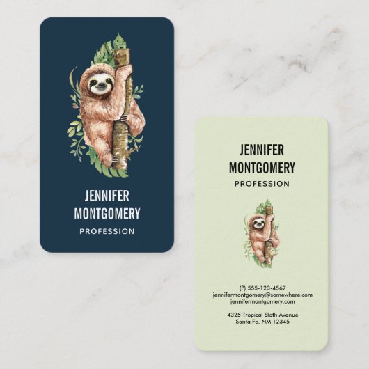 Niedliches Aquarellwasser und tropische Blätter Visitenkarte (Vorne/Hinten)