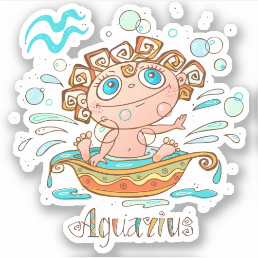 Niedliches Aquarius Kids Bubbles Aufkleber (Vorderseite)
