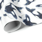 Niedliches Arktis-Orca-Muster weiß Geschenkpapier (Rolleneckpunkt)