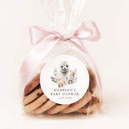 Niedliches arktisches Siegel Winterkindusche Runder Aufkleber