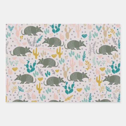Niedliches Armadillo Wrapping Paper Geschenkpapier Set (Vorderseite 3)