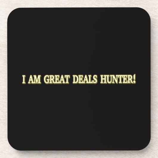 Niedliches Artwork Design "Great Deals Hunter" Jet Getränkeuntersetzer (Vorderseite)