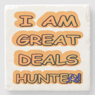 Niedliches Artwork Design "Great Deals Hunter" Jet Steinuntersetzer