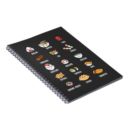 Niedliches asiatisches Essen Kawaii Sushi Rice Fis Notizblock (Rechte Seite)