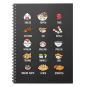 Niedliches asiatisches Essen Kawaii Sushi Rice Fis Notizblock (Vorderseite)