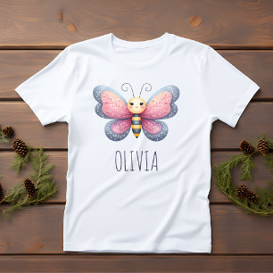 Niedliches Ästhetisches Rosa und Grauschmetterling Baby T-shirt