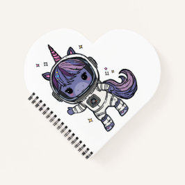 Niedliches Astro Unicorn HerzNotebook Notizblock