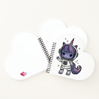 Niedliches Astro Unicorn HerzNotebook Notizblock
