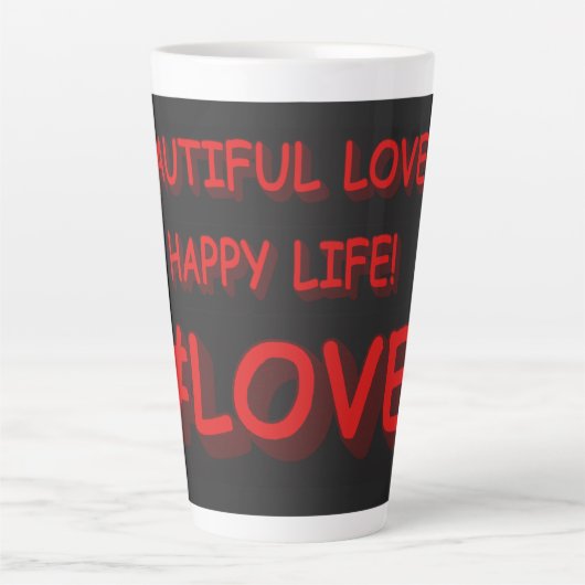 Niedliches Ausdrucksdesign "SCHÖNE LIEBE". Jetzt k Milchtasse (Vorderseite)