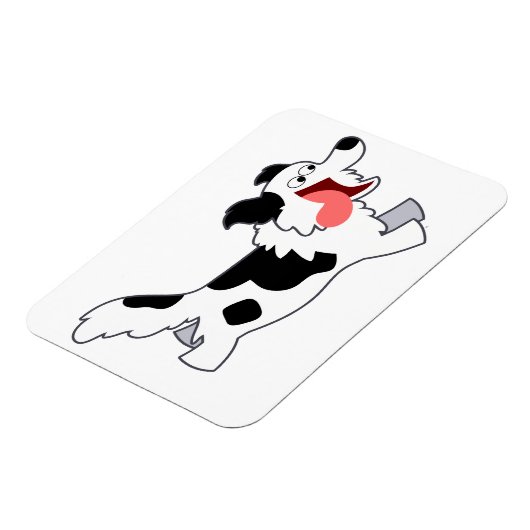 Niedliches Ausführen von Cartoon-Border-Collie Fle Magnet (Linke Seite)