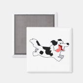 Niedliches Ausführen von Cartoon Border Collie Mag Magnet (Vorderseite/Rückseite)