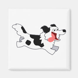 Niedliches Ausführen von Cartoon Border Collie Mag Magnet