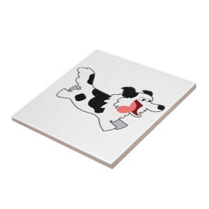 Niedliches Ausführen von Cartoon-Border-Collie-Til Fliese