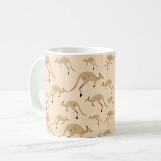 Niedliches australisches Kangaroo-Muster Kaffeetasse (Vorderseite Links)