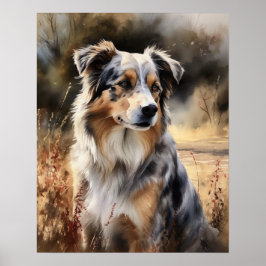 Niedliches australisches Shepherd Dog Art Print Po Poster