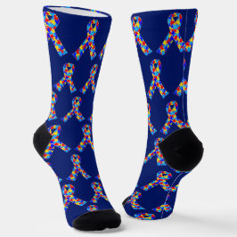 Niedliches Autismus-Bewusstsein Ribbon Royal Blue  Socken