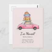 Niedliches Auto mit Gepäck 'I ve Moved' Postkarte (Vorne/Hinten)