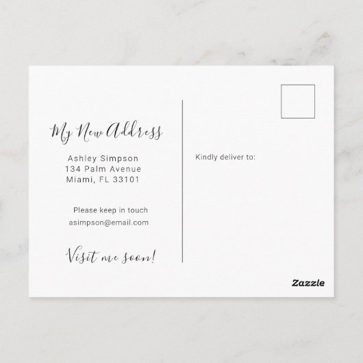 Niedliches Auto mit Gepäck 'I ve Moved' Postkarte (Rückseite)