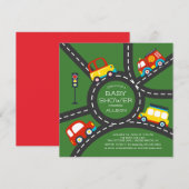 Niedliches Auto Roadway Boys Kinderdusche Einladun Einladung (Vorne/Hinten)