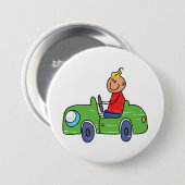 Niedliches Autofahren mit grünem Auto Kindervorfüh Button (Vorne & Hinten)