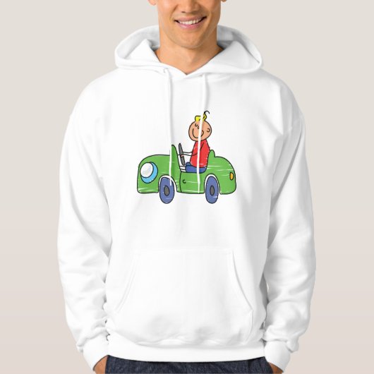 Niedliches Autofahren mit grünem Auto Kindervorfüh Hoodie (Vorderseite)