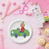 Niedliches Autofahren mit grünem Auto Kindervorfüh Pappteller (Party)