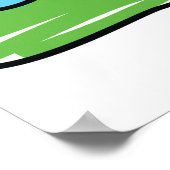 Niedliches Autofahren mit grünem Auto Kindervorfüh Poster (Ecke)