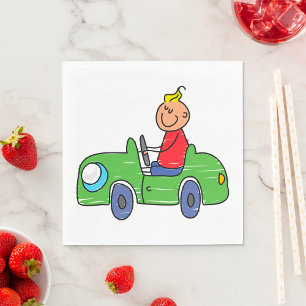 Niedliches Autofahren mit grünem Auto Kindervorfüh Serviette