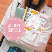 Niedliches Automuster Pink und Aquamarine Kid Name Notizblock