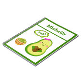 Niedliches Avacado Hand Drawing Name School Notebo Notizblock (Linke Seite)