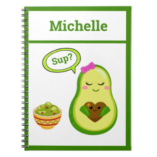 Niedliches Avacado Hand Drawing Name School Notebo Notizblock