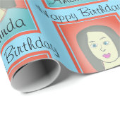 Niedliches Avatar-Geburtstagskackpapier Geschenkpapier (Rolleneckpunkt)