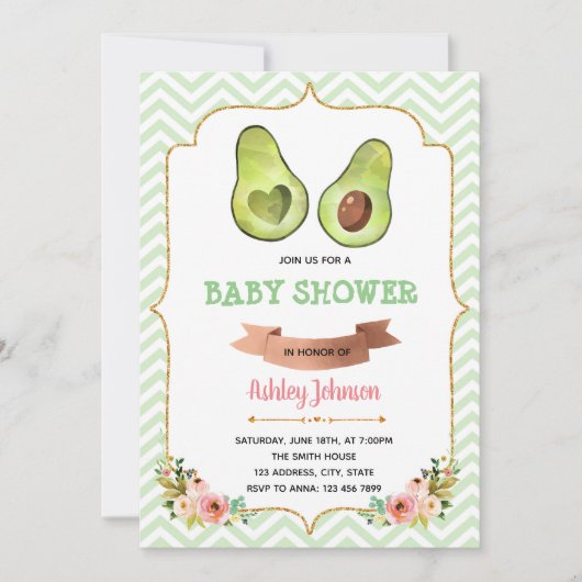 Niedliches Avocado Party - Einladung (Vorderseite)